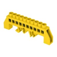 Шина “0” РЕ (8х12мм) 10 отверстий латунь желтый нейлоновый корпус комбинированный EKF PROxima