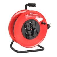 Удлинитель силовой на катушке Гефест 2.0 4-м 20м с/з и предохранителем КГ 3*2,5 16А/3,5кВт IP44 PROxima