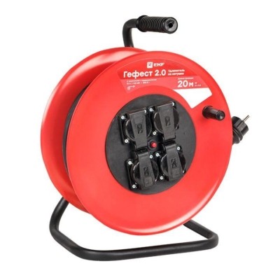 Удлинитель силовой на катушке Гефест 2.0 4-м 20м с/з и предохранителем КГ 3*2,5 16А/3,5кВт IP44 PROxima