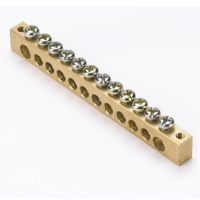 Шина PEN “ноль-земля” (8х12мм) 12 отверстий латунь крепеж по краям EKF PROxima