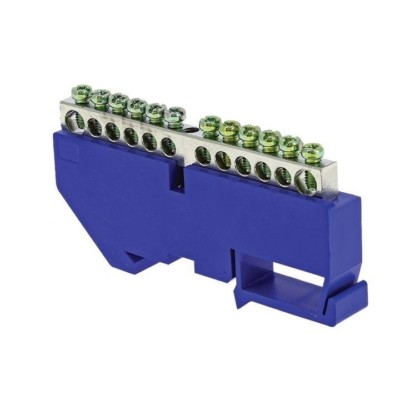 Шина “0” N (6×9мм) 12 отв, цинк синий изолятор на DIN-рейку EKF PROxima