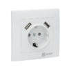 Валенсия розетка 1-местная с/з 16А белая с защ, штор, с 2 USB 2,1А EKF PROxima