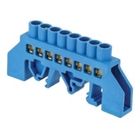 Шина “0” N (6х9мм) 8 отверстий латунь синий нейлоновый корпус комбинированный EKF PROxima