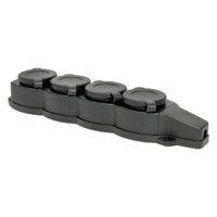 Розетка (колодка) четырехместная с защит, крышками каучуковая 230В 2P+PE 16A IP44 EKF Марс