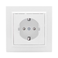 Минск Розетка 1-местная СП с/з 16А белая с защ, штор, EKF Basic