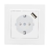 Розетка 1-местная СП с/з Минск 16А белая с защ, штор, с USB 1А EKF