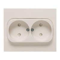 Стокгольм Розетка 2-местная б/з 10А белая с защ, штор, EKF PROxima