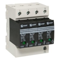 Устройство защиты от импульсных перенапряжений Т1+Т2, Iimp-12,5kA, In-20kA, Uc-275В, 3+1 EKF PROxima