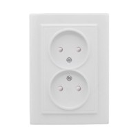 Минск Розетка 2-местная СП 10А белая с защ, штор, EKF Basic