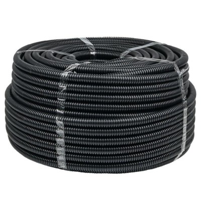 Гофротруба FRHF для кабеля негорючая безгалогеновая с протяжкой/зондом d20мм 100м чёрная EKF-Plast