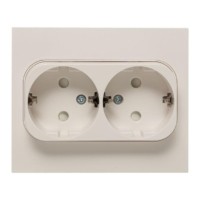 Стокгольм Розетка 2-местная с/з 16А белая с защ, штор, EKF PROxima