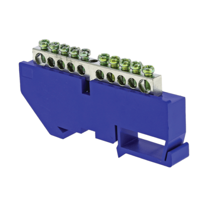 Шина “0” N (6×9мм) 10 отв, цинк синий изолятор на DIN-рейку EKF PROxima