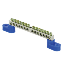 Шина “0” N (6×9мм) 14 отв, цинк 2 синих угловых изолятора EKF PROxima