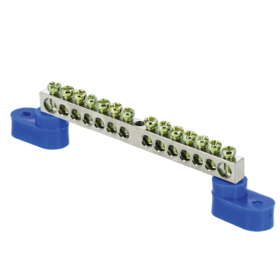 Шина “0” N (6×9мм) 14 отв, цинк 2 синих угловых изолятора EKF PROxima