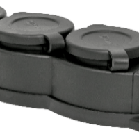 Розетка (колодка) трехместная с защит, крышками каучуковая 230В 2P+PE 16A IP44 EKF Марс