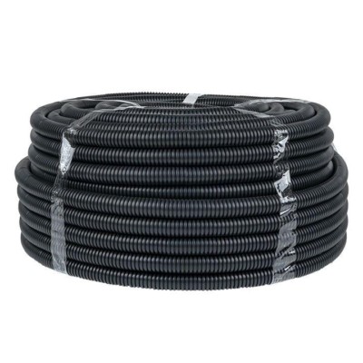 Гофротруба FRHF для кабеля негорючая безгалогеновая с протяжкой/зондом d25мм 75м чёрная EKF-Plast