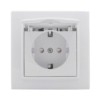 Минск Розетка 1-местная СП с/з и крышкой 16А белая с защ, штор, EKF Basic