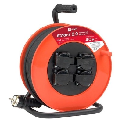 Удлинитель силовой на катушке Атлант 2.0 4-м 40м с/з ПВС 3*1,5 16А/3,5кВт IP44 PROxima EKF
