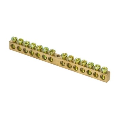 Шина PEN “ноль-земля” (8х12мм) 14 отверстий латунь крепеж по центру EKF PROxima