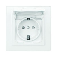 Минск Розетка 1-местная СП с/з с крышкой 16А белая с защ, штор, IP44 EKF