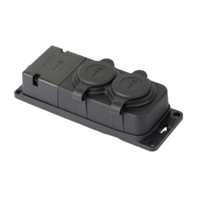 Роз, (колодка) двухмест, с защит, крышками каучуковая 230В 2P+PE 16A IP44 EKF PRO