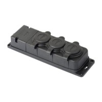 Роз, (колодка) трехмест, с защит, крышками каучуковая 230В 2P+PE 16A IP44 EKF PRO