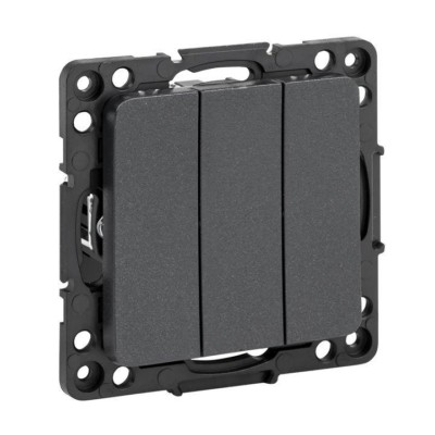 Стокгольм Механизм Выключателя 3-кл, 10А черный EKF PROxima