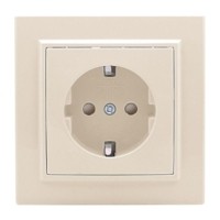 Розетка 1-мест, СП с/з 16А бежевый с защ, штор, Минск EKF