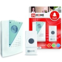 Звонок беспроводной полиф. ЗБ-7 32 мелодии 120м с цифр. кодир. с кнопкой IP44 бел./сер. IN HOME 4690612013350