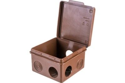 Коробка КМЭР ОП 80x80x50мм тёмное дерево квадратная 7вх. герм IP54 32 КО-92018080-032 Урал Пак