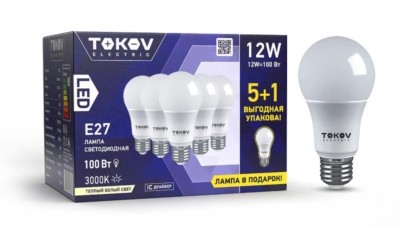 Лампа светодиодная 12Вт А60 3000К Е27 176-264В Promo 5+1 Tokov Electric Promo-A60-E27-12-3K