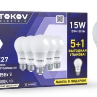 Лампа светодиодная 15Вт А60 3000К Е27 176-264В Promo 5+1 Tokov Electric Promo-A60-E27-15-3K