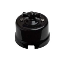 Выключатель проходной поворотный 1-кл. ОП Лизетта 10А IP20 ретро 2 полож. керамика черн. Bironi B1-201-03