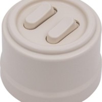 Выключатель 2-кл. (клавишный) пластик песочн. зол. Bironi B1-222-24