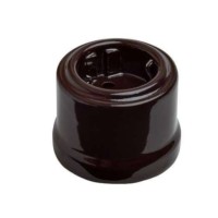 Розетка 1-м ОП Лизетта 16А IP20 ретро с заземл. керамика корич. Bironi B1-101-02