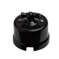 Выключатель поворотный 2-кл. ОП Лизетта 10А IP20 ретро 4 полож. керамика черн. Bironi B1-202-03