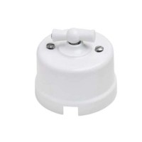 Выключатель поворотный 2-кл. ОП Лизетта 10А IP20 ретро 4 полож. керамика бел. Bironi B1-202-01