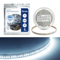 Лента светодиодная Feron LS502 180SMD(2835)/м 16Вт/м 24В 5000x10x1.22мм 6000К
