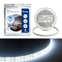 Лента светодиодная Feron LS612 120SMD(2835)/м 9.6Вт/м 5м IP20 12V 6500К