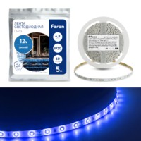 Лента светодиодная Feron LS603 60SMD(2835)/м 4.8Вт/м 5м IP20 12V синий