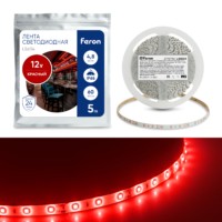 Лента светодиодная Feron LS604, 60SMD(2835)/м 4.8Вт/м 5м IP65 12V красный