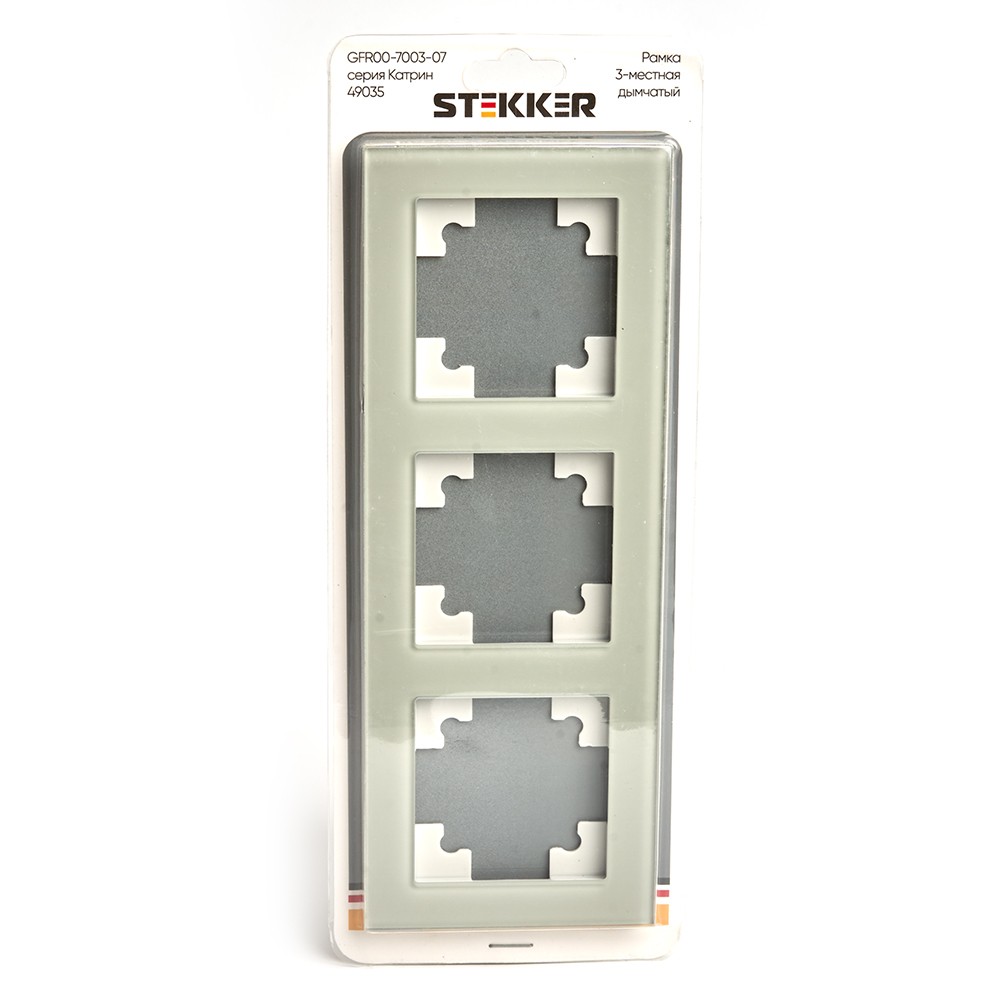 Рамка горизонтальная 3-местная Stekker GFR00-7003-07 Катрин дымчатый — изображение 3