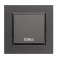 Выключатель 2-кл. СП Karea 10А IP20 дым. металлик с подсветкой Makel 56050023