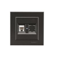 Розетка компьютерная+гнездо СП Karea 16А IP20 CAT 5 дым. металлик Makel 56050035