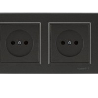 Розетка 2-м СП Karea 10А IP20 б/з дым. металлик Makel 56050017