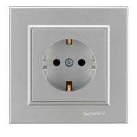 Розетка 1-м СП Karea 16А IP20 с/з сереб. Makel 56065028