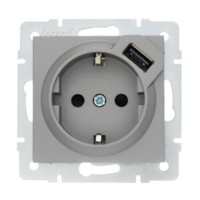 Розетка 1-м СП Vesna с/з с заряд. устройством USB механизм платина Lezard 742-3588-181