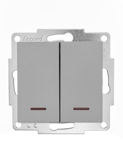 Выключатель 2кл. СП Vesna с инд. механизм платина Lezard 742-3588-112