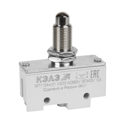 Микропереключатель МП-1104м/01 (толкатель шток-винт-фронт.гайк.)