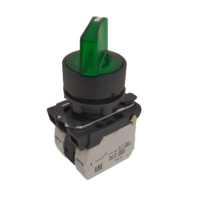 Переключатель КПЕ1111РЛ-220В-зеленый-1но+1нз-ручка-фикс-2поз-индикатор-IP40